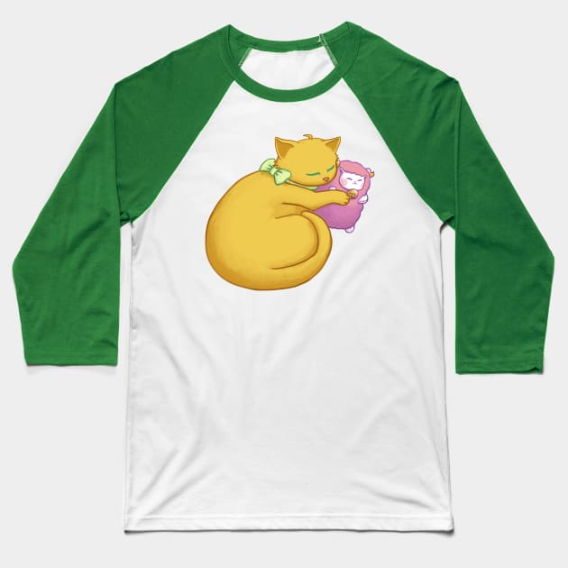 cat nap Baseball T-Shirt by ZioCorvid